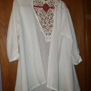 Maurices women's lace and cotton cardigan, cream colored size XXL